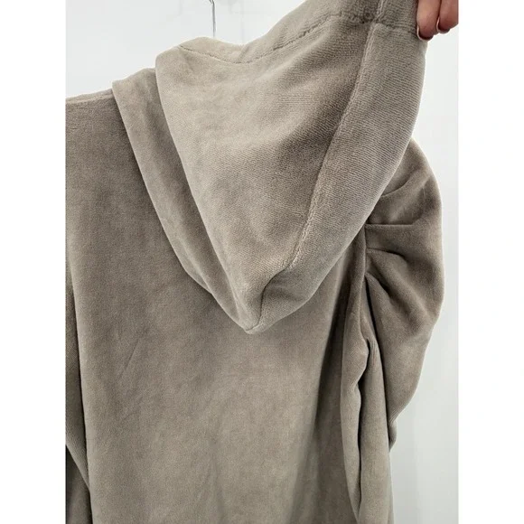 Rebecca Minkoff Size Medium Janine Velour Hoodie Pearl Gray Puff Sleeves New - Picture 3 of 13